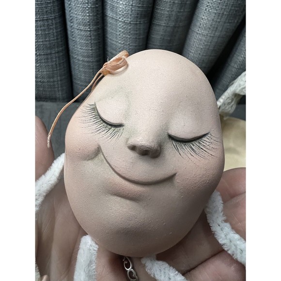 VTG Anthropomorphic Ceramic Egg Pink Shelf Sitter Figures Sleepy Happy Basket - Picture 10 of 16